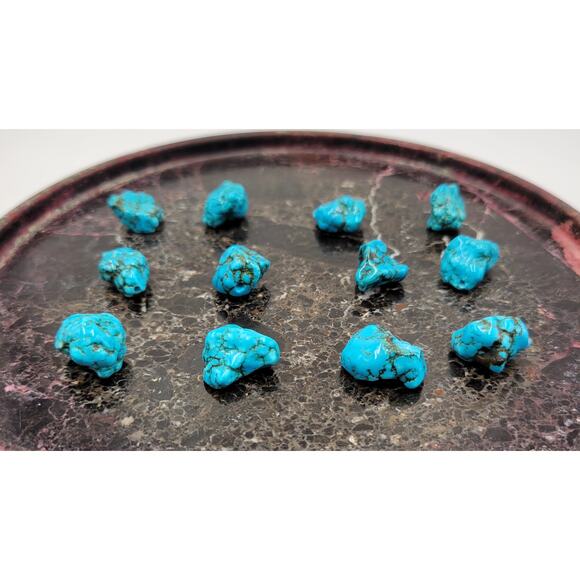Natural Tumbled Turquoise Stone Beads Rough Gemstone 12pcs - Picture 6 of 10